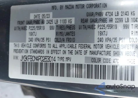 2023 Mazda Cx-5 2.5 S Carbon Edition from USA, damaged, VIN JM3KFBCM4P0263014